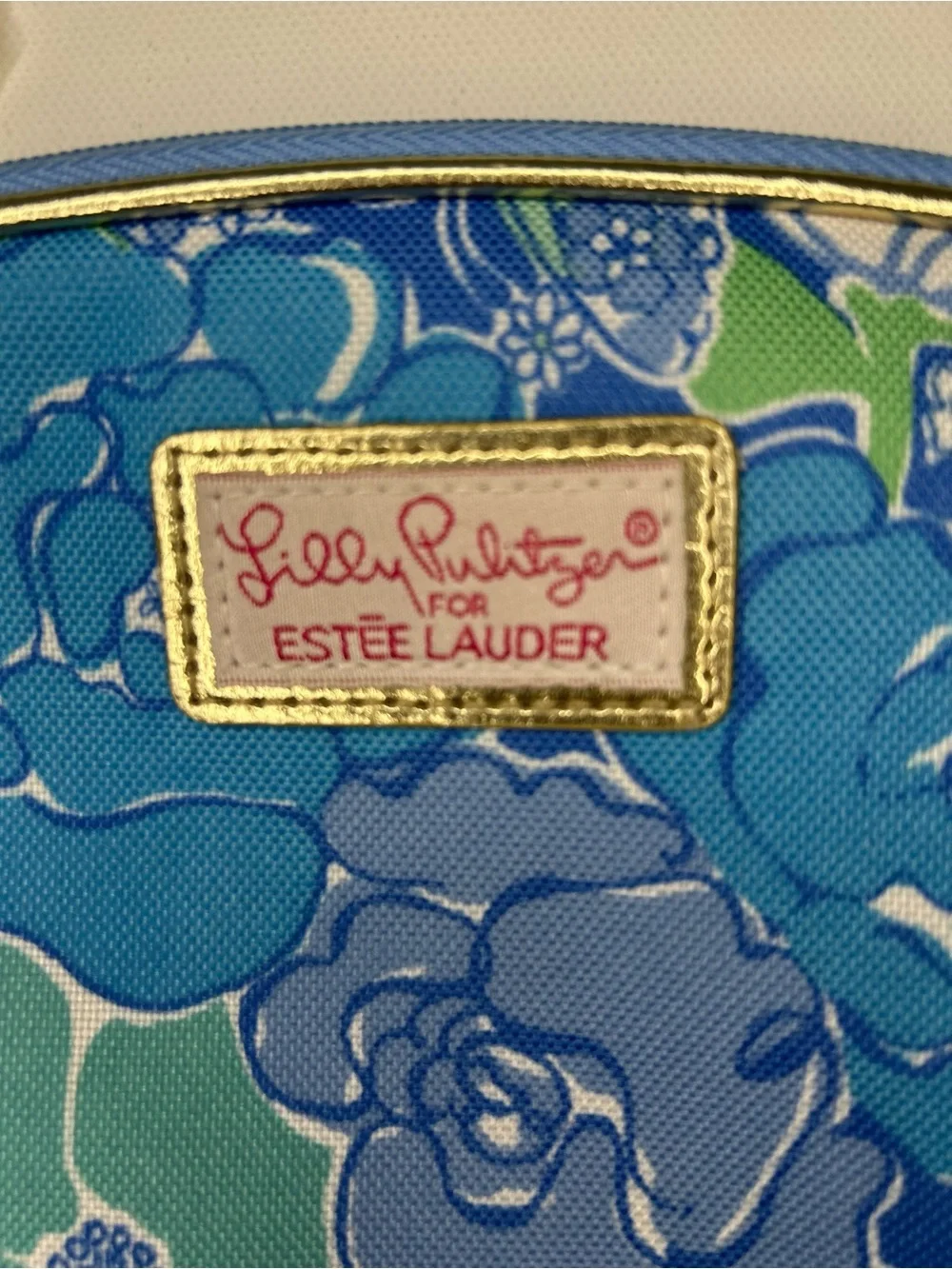 Lilly Pulitzer x Estee Lauder Blue Floral Butterfly Cosmetic Makeup Bag Pouch
